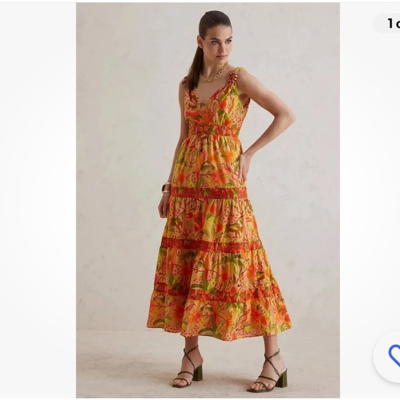 Anthropologie Farm Rio Tropical Tiered Maxi Dress Size Medium NWT - Picture 2 of 16